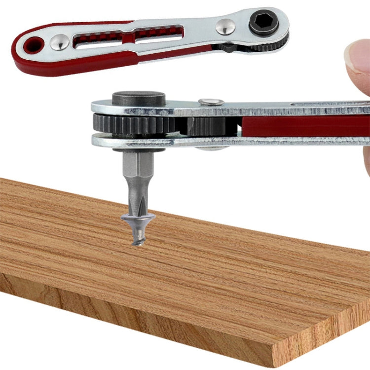 Mini Bi-directional Ratchet Screwdriver Wrench Multi-purpose Manual Flat Head Style Socket Wrench - Right Angle 1/4 Bit