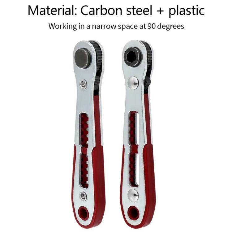 Mini Bi-directional Ratchet Screwdriver Wrench Multi-purpose Manual Flat Head Style Socket Wrench - Right Angle 1/4 Bit