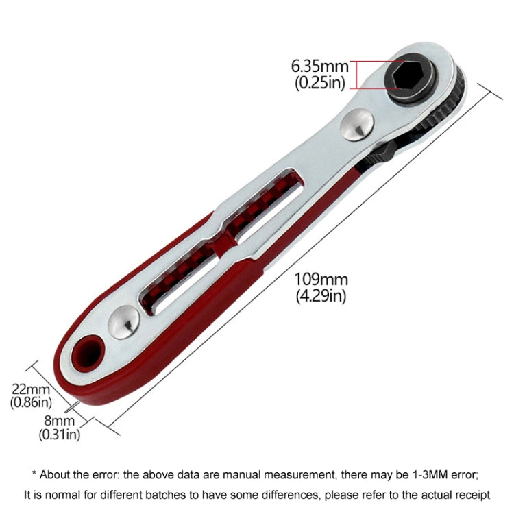Mini Bi-directional Ratchet Screwdriver Wrench Multi-purpose Manual Flat Head Style Socket Wrench - Right Angle 1/4 Bit