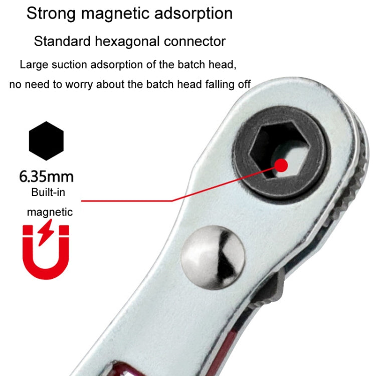Mini Bi-directional Ratchet Screwdriver Wrench Multi-purpose Manual Flat Head Style Socket Wrench - Right Angle 1/4 Bit
