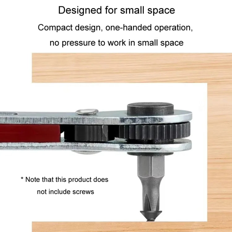 Mini Bi-directional Ratchet Screwdriver Wrench Multi-purpose Manual Flat Head Style Socket Wrench - Right Angle 1/4 Bit