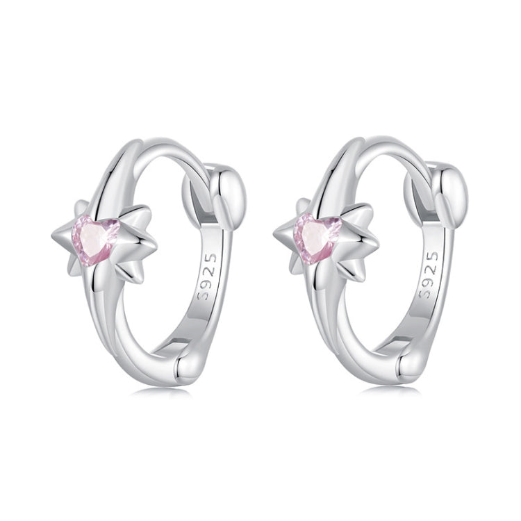 S925 Sterling Silver Platinum-plated Star Zircon Earrings - BSE1112