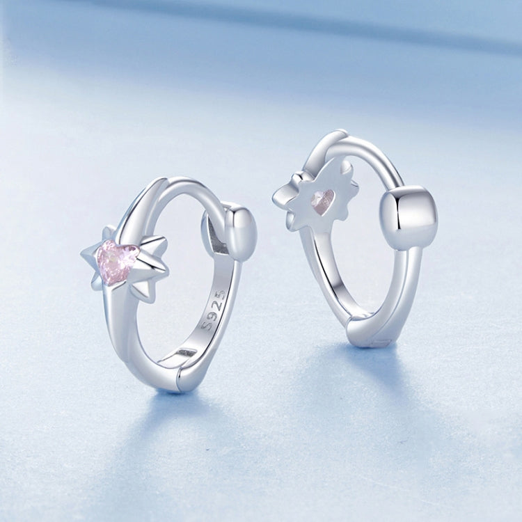 S925 Sterling Silver Platinum-plated Star Zircon Earrings - BSE1112
