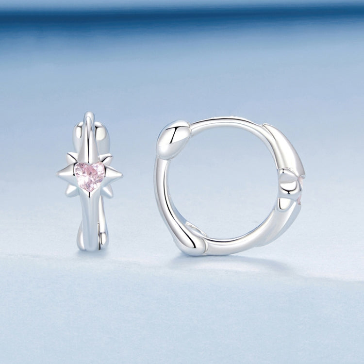 S925 Sterling Silver Platinum-plated Star Zircon Earrings - BSE1112