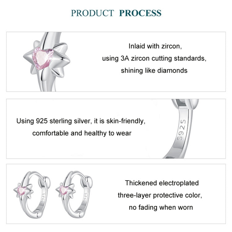 S925 Sterling Silver Platinum-plated Star Zircon Earrings - BSE1112