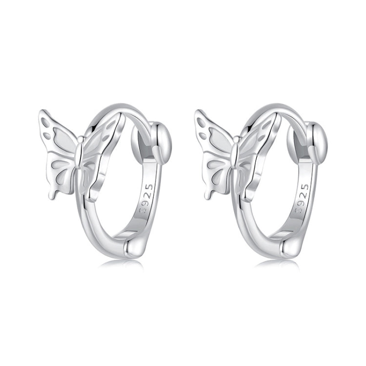 S925 Sterling Silver Platinum Plated Butterfly Earrings - BSE1113