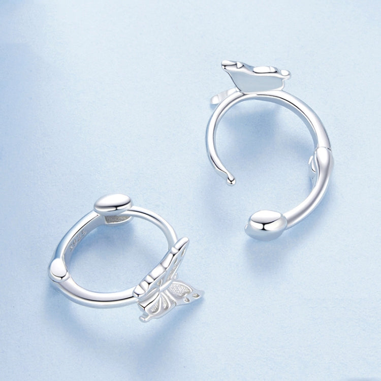 S925 Sterling Silver Platinum Plated Butterfly Earrings - BSE1113