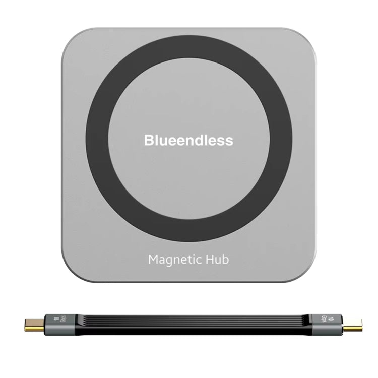 Blueendless 8-In-1 Magnetic HUB With M.2 NVMe/SATA SSD Enclosure  - HDMI+PD100W+USB-C/Type-C 3.2+USB-A 3.2+SD+TF+AUX
