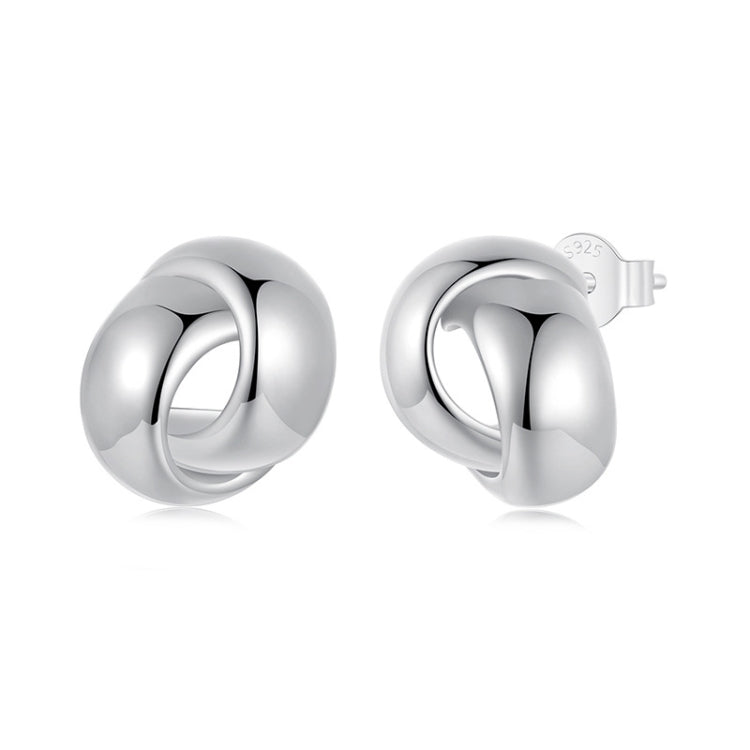 S925 Sterling Silver Metal Braided Earrings - BSE1115