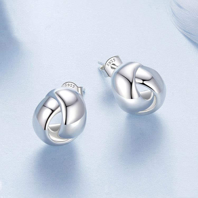 S925 Sterling Silver Metal Braided Earrings - BSE1115