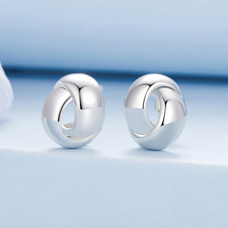 S925 Sterling Silver Metal Braided Earrings - BSE1115
