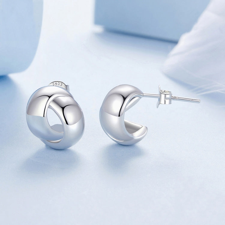S925 Sterling Silver Metal Braided Earrings - BSE1115