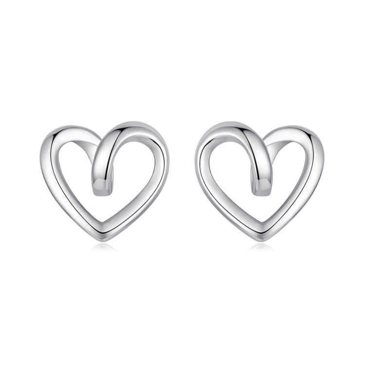 S925 Sterling Silver Hollow Heart Earrings - BSE1117