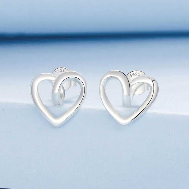 S925 Sterling Silver Hollow Heart Earrings - BSE1117
