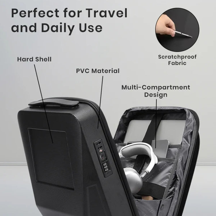 BANGE BG-2956 Expandable Hard Shell Computer Bag Men Business Backpack - Black