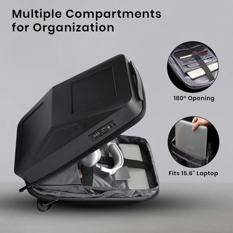 BANGE BG-2956 Expandable Hard Shell Computer Bag Men Business Backpack - Black