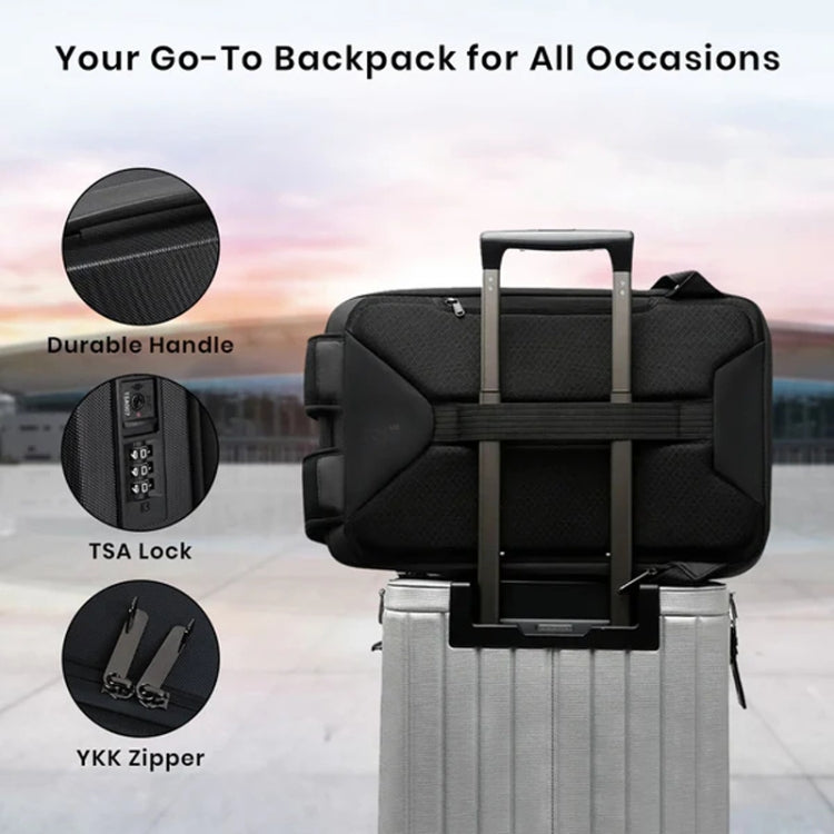BANGE BG-2956 Expandable Hard Shell Computer Bag Men Business Backpack - Black