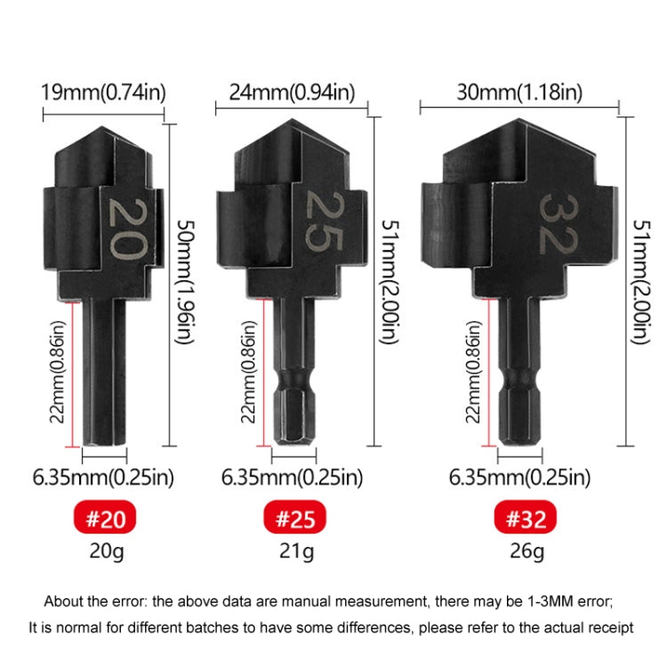 20mm Hexagonal PPR Lifting Flat Drill Bit Step Drill Bit Repairing Internal Filament Leak Repairing Water Pipe Connection Tool