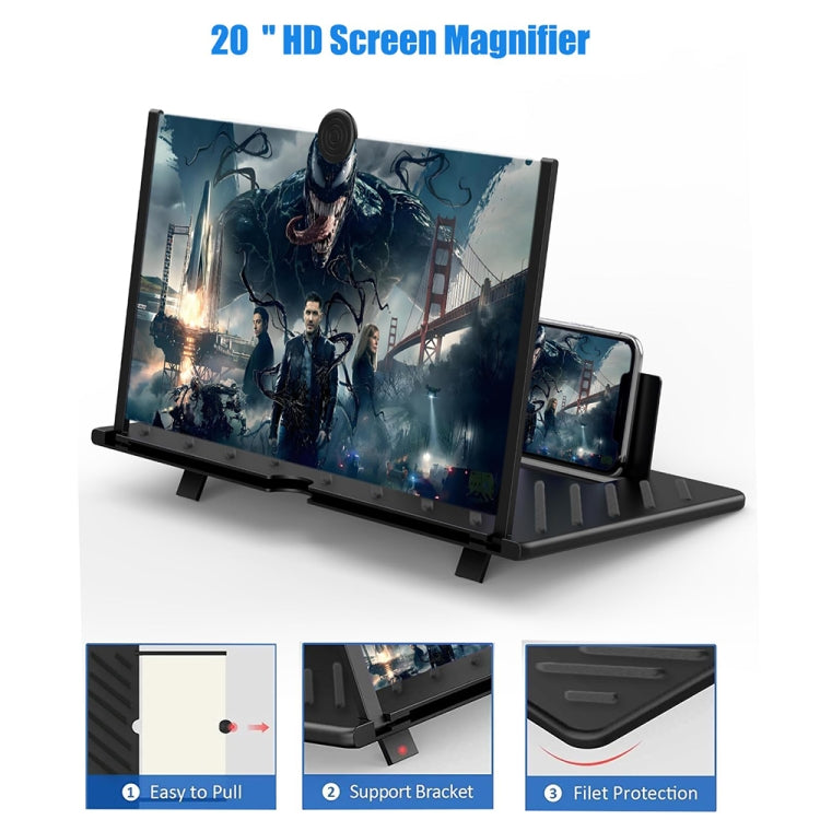 20-inch Pull-out Mobile Phone Screen Amplifier HD Desktop Viewing Mobile Phone Holder - Black
