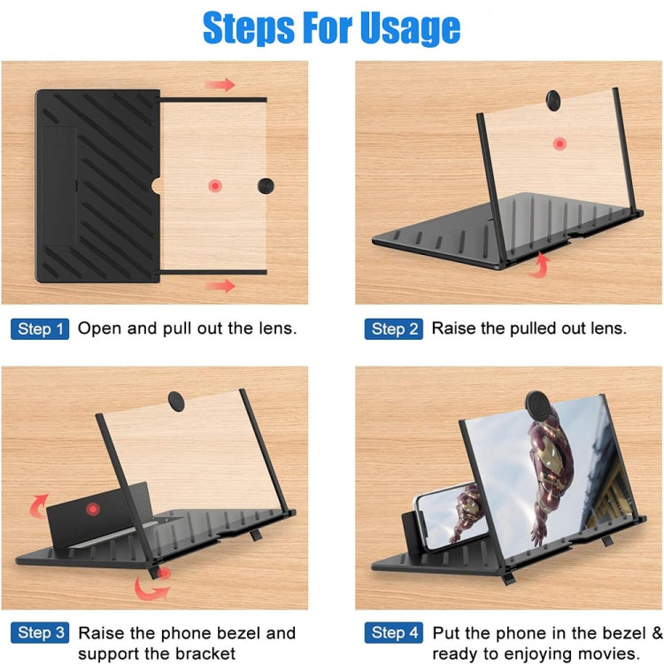 20-inch Pull-out Mobile Phone Screen Amplifier HD Desktop Viewing Mobile Phone Holder - Black