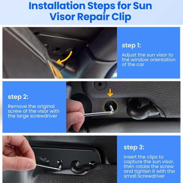 Car Sun Visor Repair Kit For Jeep Wrangler JK2018 / Wrangler 2018-2023 / Gladiator 2020-2023 - Black