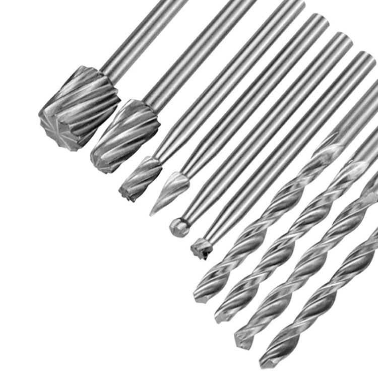 11pcs /Set Electric Grinding Locator With 4 Twist Drill + 6 Rotary File Milling Cutter Woodwork Tool for Dremel