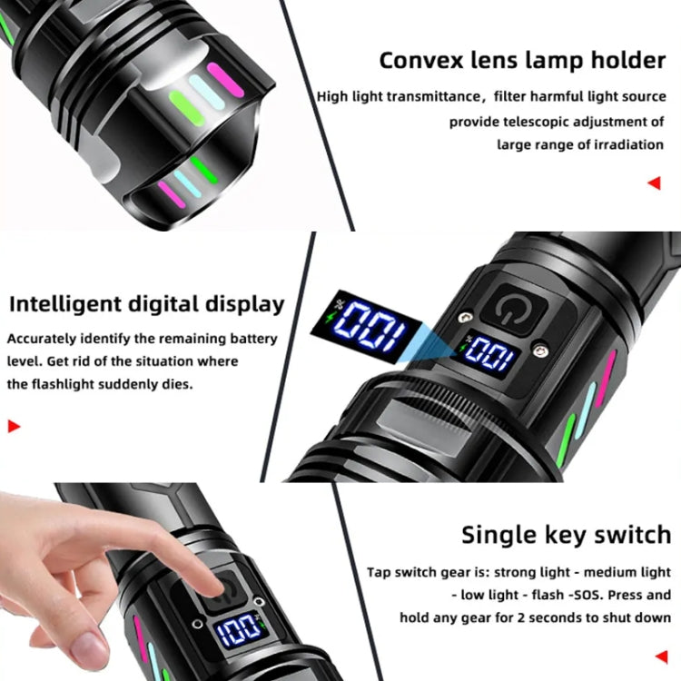 E-SMARTER A08 Flat Port Digital Display Fluorescent Strip Flashlight High Power LED Strong Light Flashlight - Battery Not Included