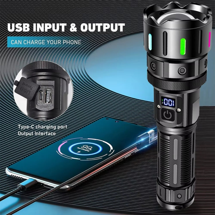 E-SMARTER A08 Flat Port Digital Display Fluorescent Strip Flashlight High Power LED Strong Light Flashlight - Battery Not Included