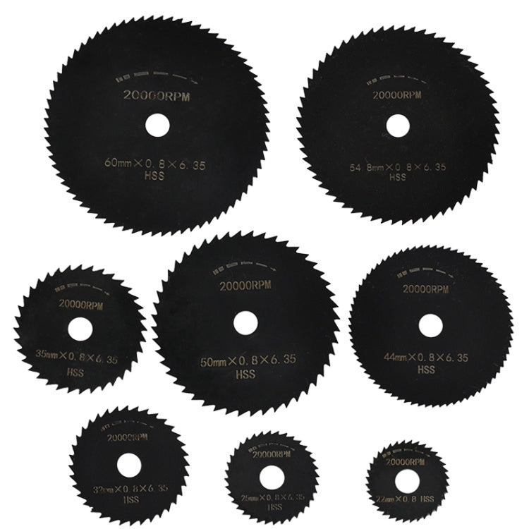 10pcs /Set High-Speed Steel Cutting Blade Multi-Size Cutting Wood PVC Electric Grinder Saw Blade Tool With 3.17mm+6mm Pole, Color: Black