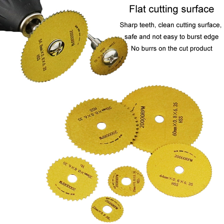 10pcs /Set High-Speed Steel Cutting Blade Multi-Size Cutting Wood PVC Electric Grinder Saw Blade Tool With 3.17mm+6mm Pole, Color: Black