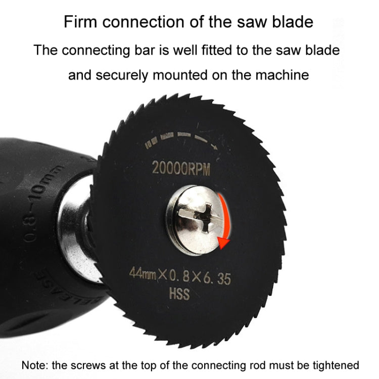 10pcs /Set High-Speed Steel Cutting Blade Multi-Size Cutting Wood PVC Electric Grinder Saw Blade Tool With 3.17mm+6mm Pole, Color: Gold