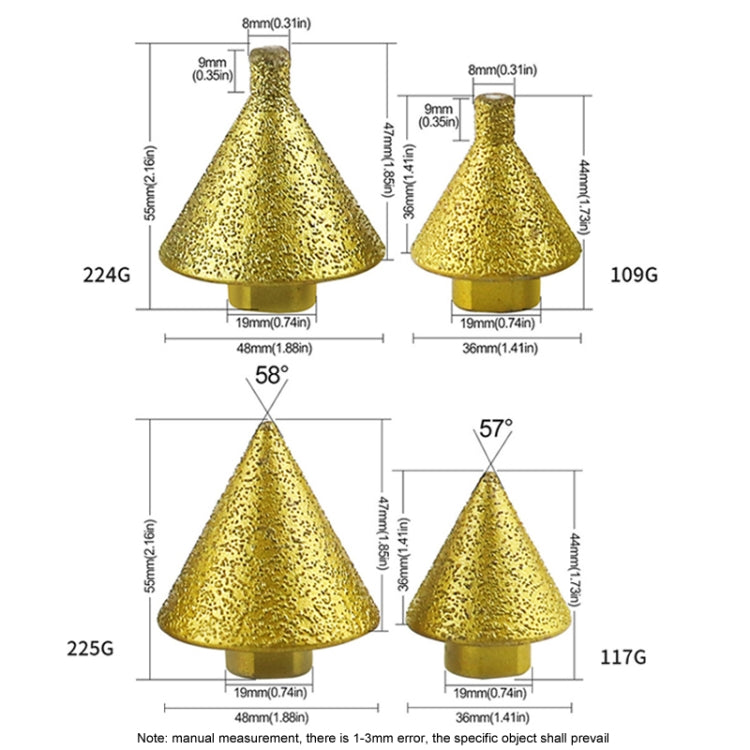 Diamond Chamfering Machine Conical Grinding Bit Tile Marble Quartz Drilling Hole Reamer Angle Grinder Drill Bit, Style: Small Diameter-Flat Head