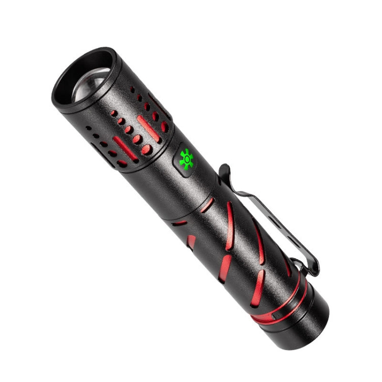 E-SMARTER XQ-S50 Mini Laser Flashlight Retractable Zoom Pen Clip LED Emergency Overhaul Flashlight - Battery Not Included