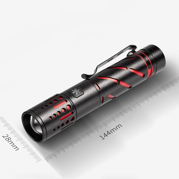 E-SMARTER XQ-S50 Mini Laser Flashlight Retractable Zoom Pen Clip LED Emergency Overhaul Flashlight - Battery Not Included