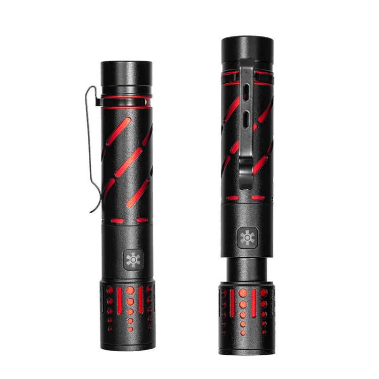 E-SMARTER XQ-S50 Mini Laser Flashlight Retractable Zoom Pen Clip LED Emergency Overhaul Flashlight - Battery Not Included