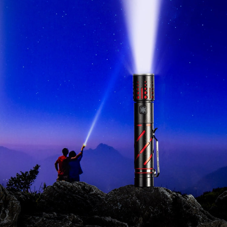 E-SMARTER XQ-S50 Mini Laser Flashlight Retractable Zoom Pen Clip LED Emergency Overhaul Flashlight - Battery Not Included