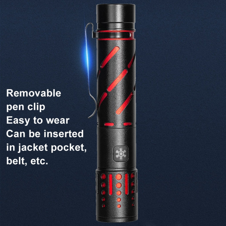 E-SMARTER XQ-S50 Mini Laser Flashlight Retractable Zoom Pen Clip LED Emergency Overhaul Flashlight - Battery Not Included
