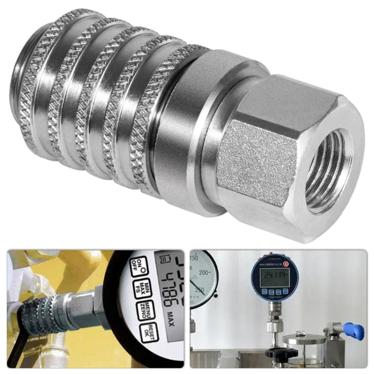 PD242 Series PD Steel Hydraulic Test Port And Diagnostic Equipment Quick Connect Coupler - Silver