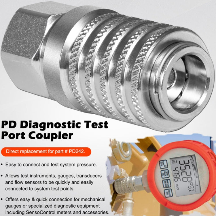 PD242 Series PD Steel Hydraulic Test Port And Diagnostic Equipment Quick Connect Coupler - Silver