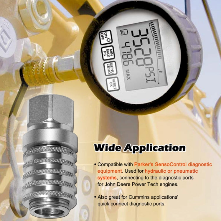 PD242 Series PD Steel Hydraulic Test Port And Diagnostic Equipment Quick Connect Coupler - Silver