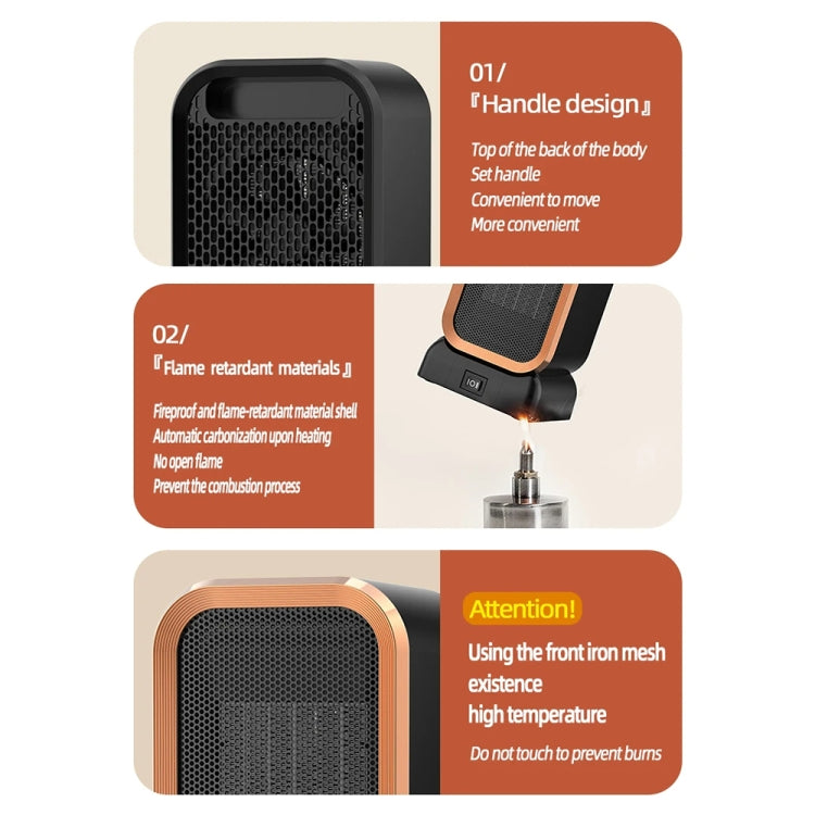 1000W High-power Household Heater Small Desktop Ceramic PTC Heating Heater, Spec: EU Plug