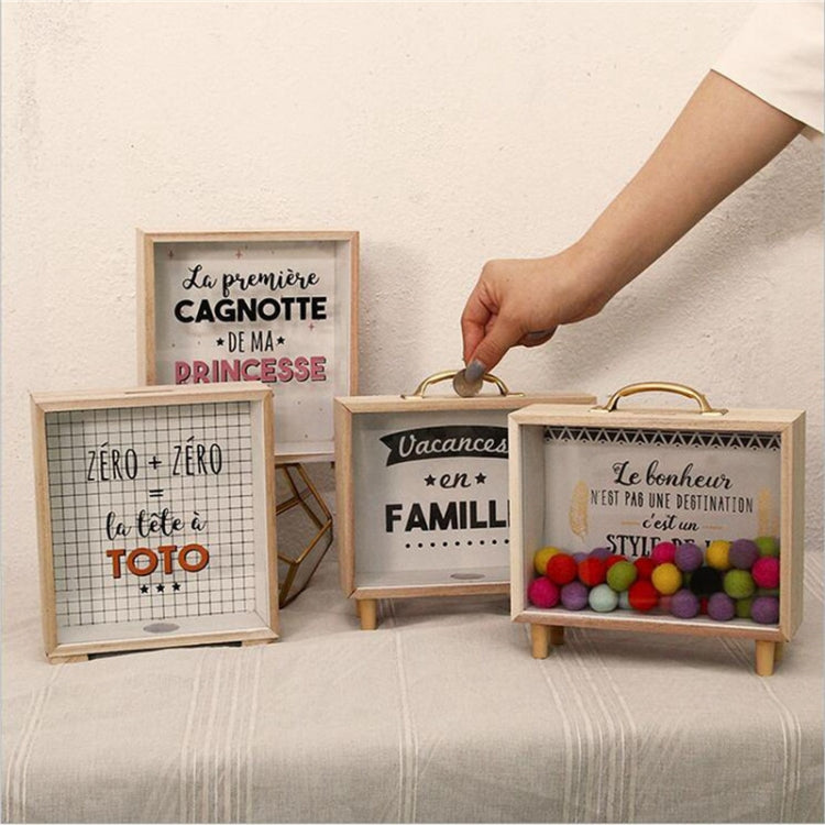 Creative Wooden Art Fresh Piggy Bank Bedroom Desktop Decoration Ornaments Sundries Storage Box, Style:Handle Wooden Storage Box - C