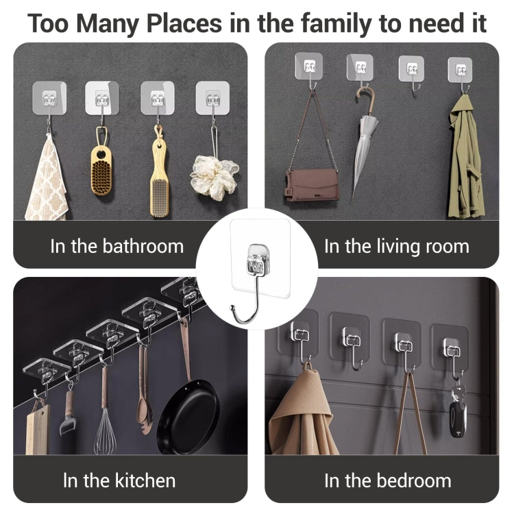 10pcs /Pack 2.75 Inch Square Self-Adhesive Traceless Hooks For Hanging