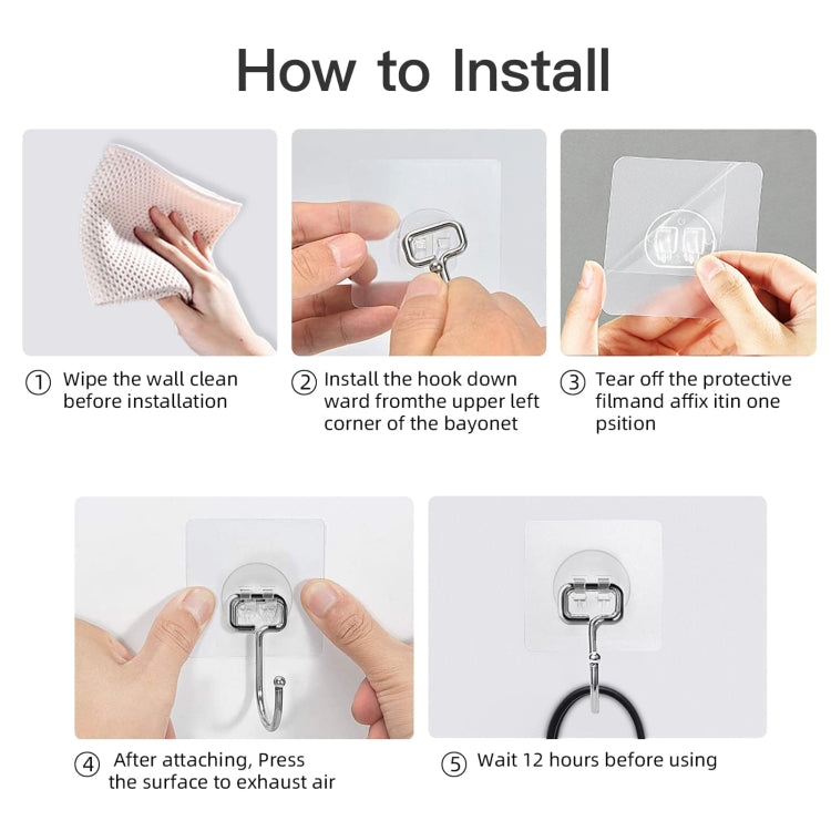 10pcs /Pack 2.75 Inch Square Self-Adhesive Traceless Hooks For Hanging