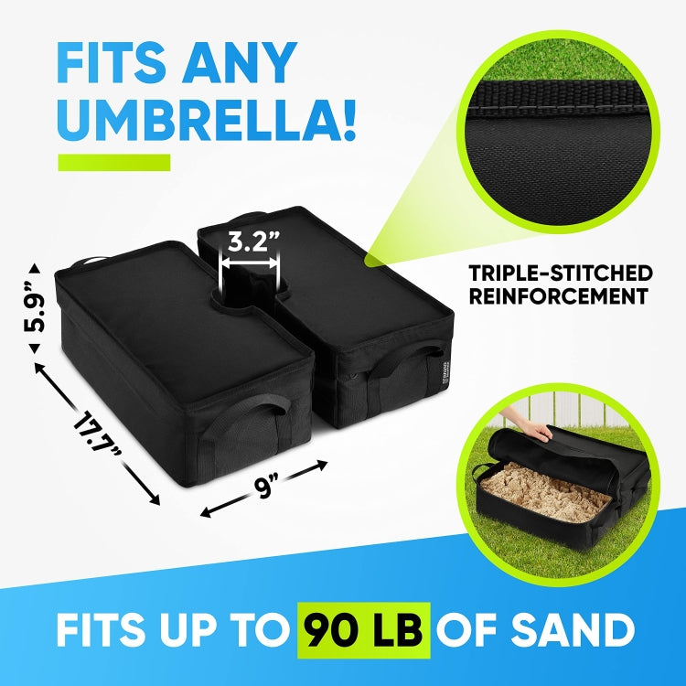 Patio Parasol Fixed Sandbag Oxford Cloth Waterproof Cover, Shape: Split Square - Black
