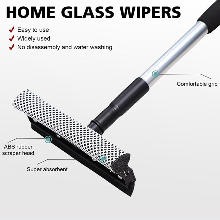 2-In-1 Household Double-Sided Glass Wiper Car Washing Cleaning Tool, Spec: Straight Black