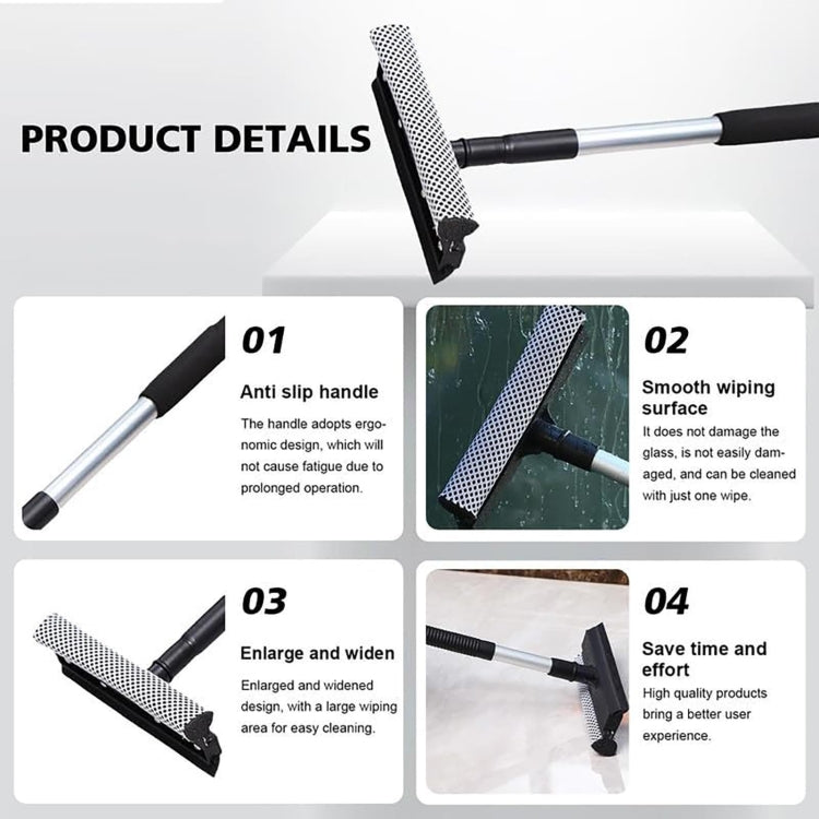 2-In-1 Household Double-Sided Glass Wiper Car Washing Cleaning Tool, Spec: Telescopic White