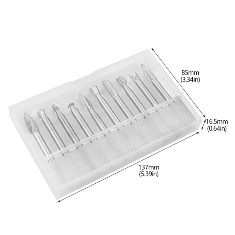 10pcs/ Set Electric Wood Carving Root Carving Tools Woodworking Engraving Polishing Tool Heads Milling Cutters Drill Bits