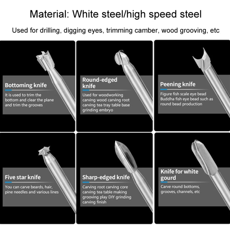 10pcs/ Set Electric Wood Carving Root Carving Tools Woodworking Engraving Polishing Tool Heads Milling Cutters Drill Bits