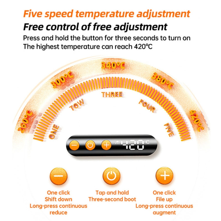 USB Digital Display Charging Soldering Iron Set 5-speed Temperature Adjustable Standard Edition Orange